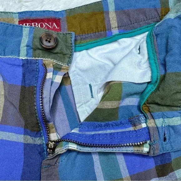 Merona Shorts Blue & Green Plaid Chino Size 6 - Picture 6 of 16